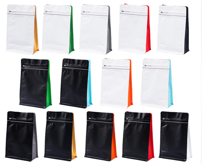 Custom flat bottom coffee bags for roasted coffee