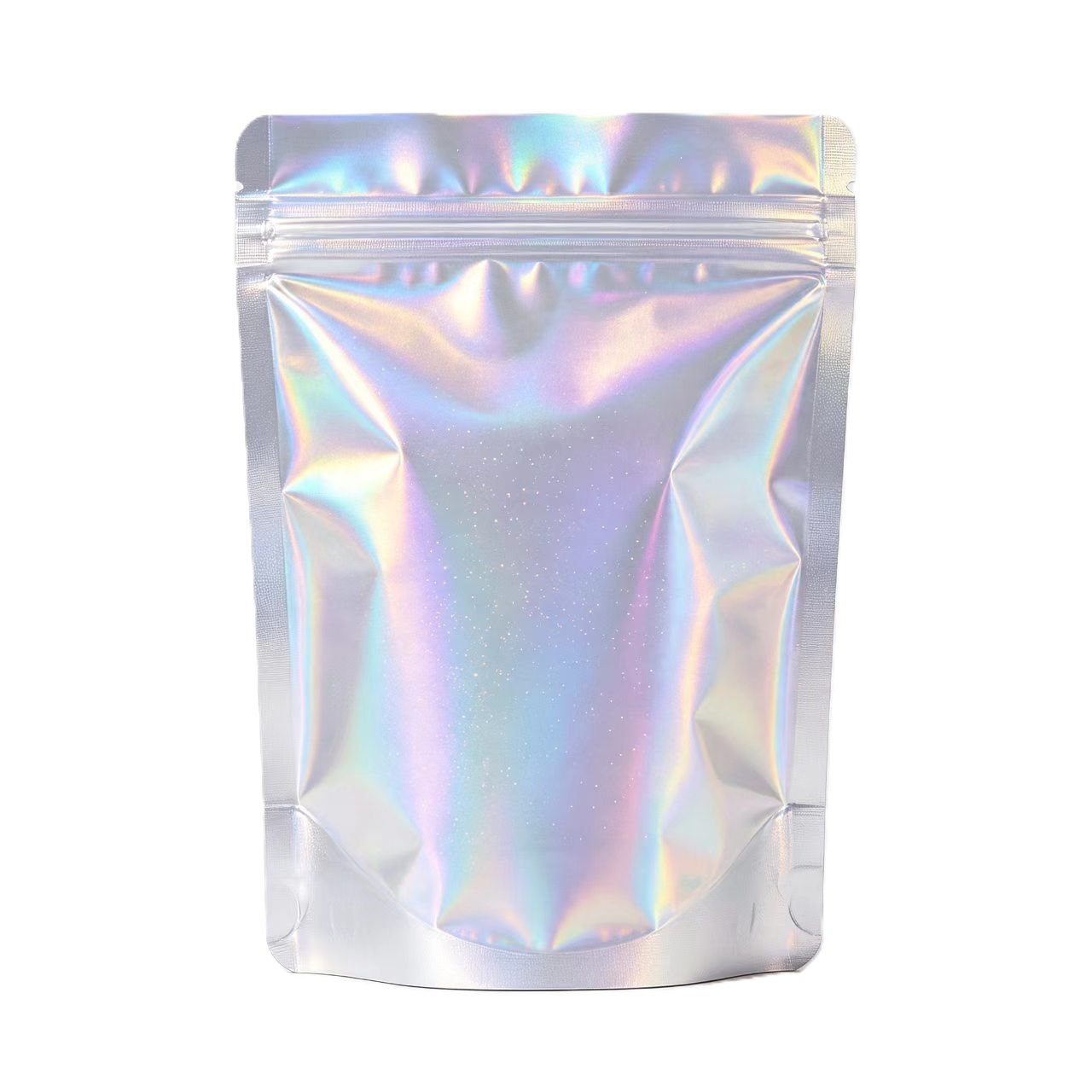 custom holographic stand up pouch with ziplock for packaging wholesale 
