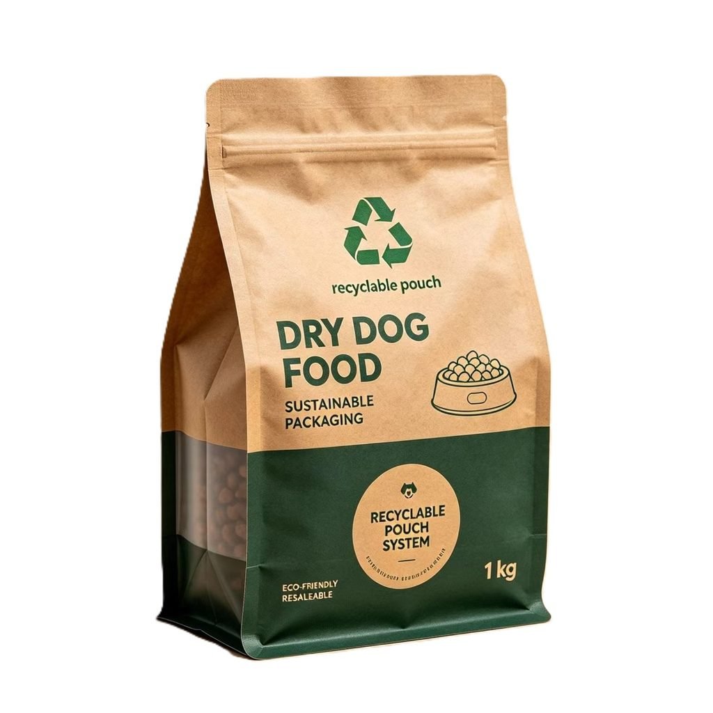 100% recyclable mono PE polymer bag for sustainable pet food packaging