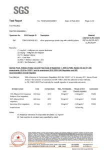 Germany LFGB high-temperature food contact migration testing results and chemical substance data page 2 by SGS