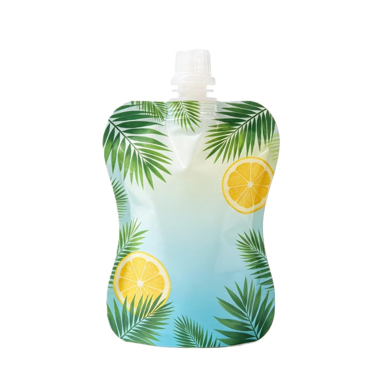 Ergonomic custom shaped spout bag for lemonade and liquid concentrate packaging