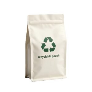 100 percent recyclable matte white flat bottom box pouch with zipper for coffee packaging wholesale