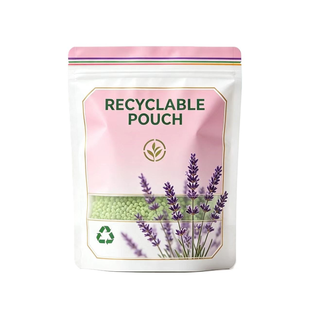 100 percent recyclable stand up pouch with clear window for snack packaging