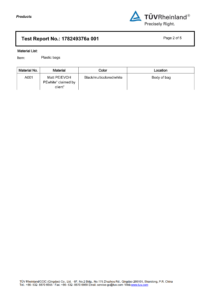 Detailed material recyclability evaluation data and EU PPWR compliance testing results page 2 for printed packaging pouches